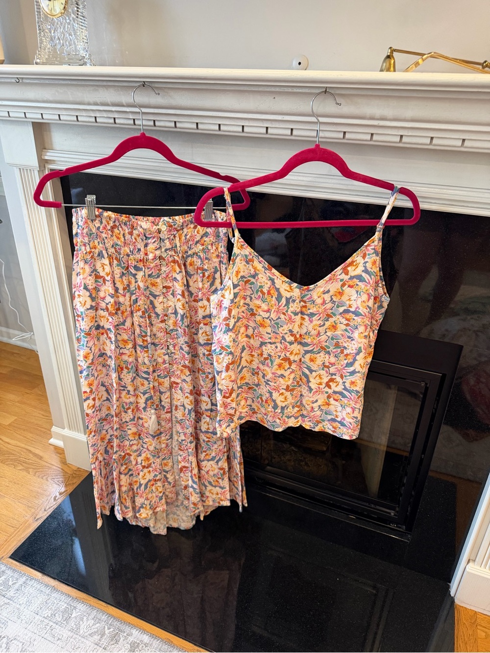 Cynthia Rowley Pink Floral Camisole and Maxi Skirt Set